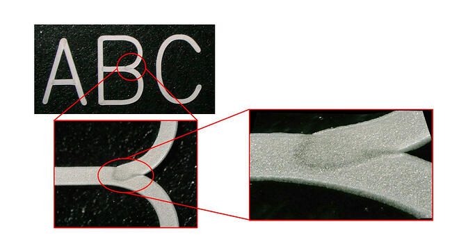 dettaglio marcatura laser analizzata microscopio 3d