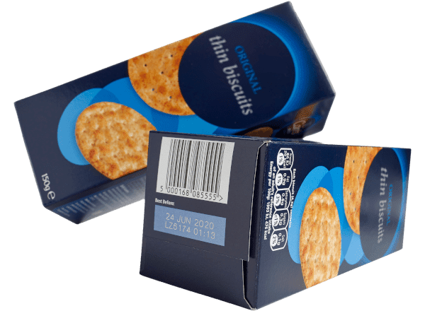 codifica e marcatura stampa su imballaggi secondari per snack