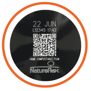 marcatori laser su packaging film flessibile compostabile qr code