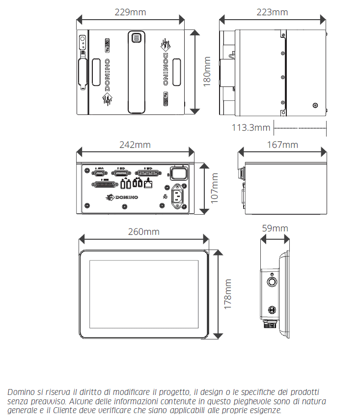 specifiche tecniche domino vx350i