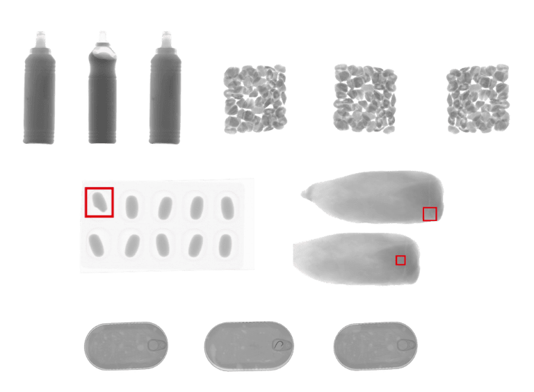 esempio di ispezione raggi x prodotti alimentari - farmaceutici packaging