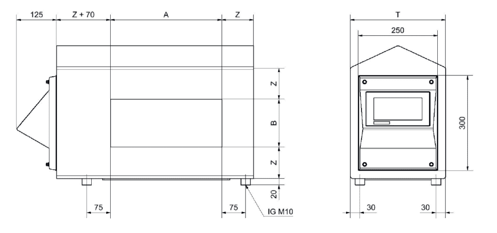 technical dimensions Pulse3 metal detector head