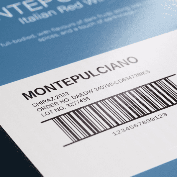 esempio di stampa su cartone per vino con marcatore inkjet domino cx150i