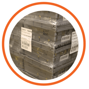 esempio di vassoi etichettati dopo la pallettizzazione