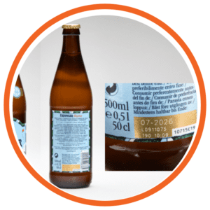 esempio di codifica laser lotto e scadenza bottiglie di birra erdinger